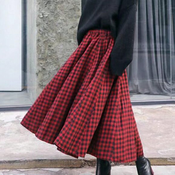Multicolor Casual Women's Plaid Pocket Skirt - Picture 4 of 6